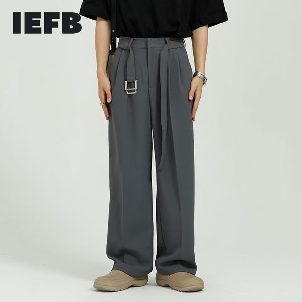 iefb men's clothing spring summer korean loose suit pants trend blue wide leg business trousers with belt back elastic 210524, Black
iefb men's clothing spring summer korean loose suit pants trend blue wide leg business trousers with belt back elastic 210524, Black