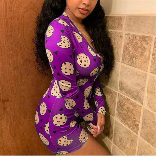fashion cookies printing long sleeve women rompers oneies pajamas adults bodycon buttoned v neck jumpsuit playsuit romper, Black;white
fashion cookies printing long sleeve women rompers oneies pajamas adults bodycon buttoned v neck jumpsuit playsuit romper, Black;white