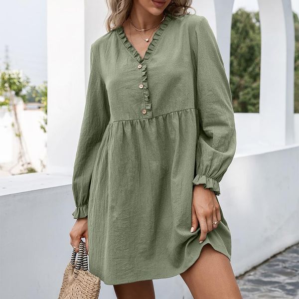 casual dresses long sleeve mini button dress autumn 2021 beach boho solid loose v-neck short women lantern elegant robe, Black;gray
casual dresses long sleeve mini button dress autumn 2021 beach boho solid loose v-neck short women lantern elegant robe, Black;gray