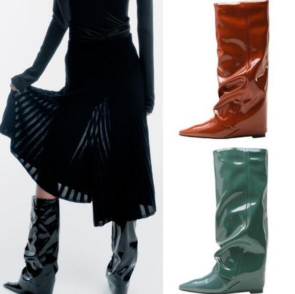 boots drop black green brick red patent leather 6 cm wedge knee high woman pointed toe fashion tube long pants
boots drop black green brick red patent leather 6 cm wedge knee high woman pointed toe fashion tube long pants