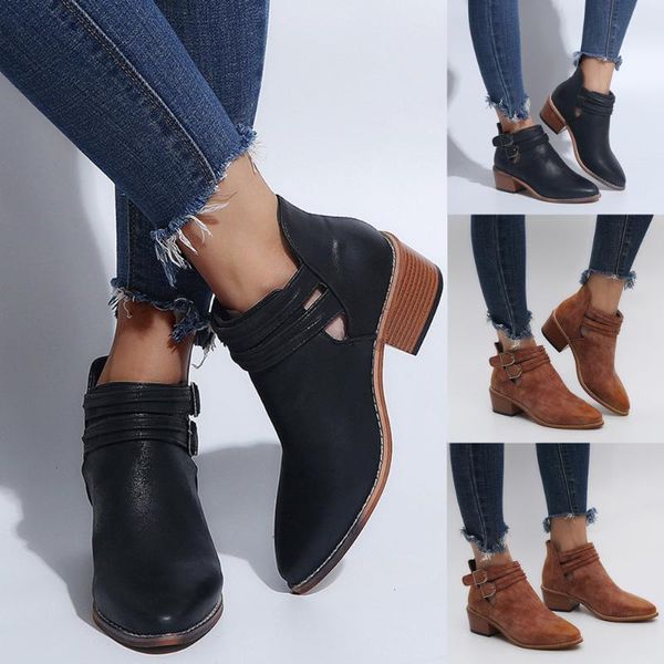 boots women autumn winter ponited toe shoes pure color booties buckle strap square heel single wedges outdoor warm, Black
boots women autumn winter ponited toe shoes pure color booties buckle strap square heel single wedges outdoor warm, Black