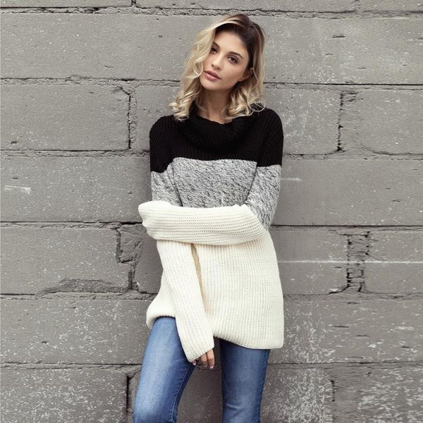 women's sweaters 2021 winter basic women computer knitted pullover patchwork girl female, White;black
women's sweaters 2021 winter basic women computer knitted pullover patchwork girl female, White;black