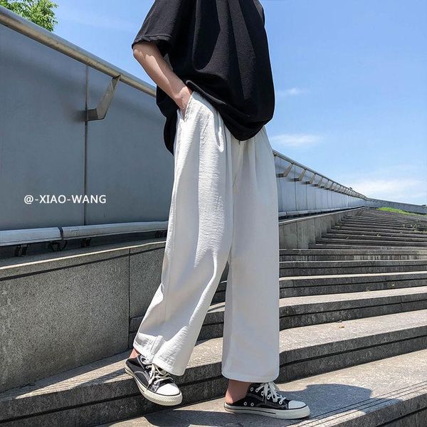 men's pants summer ice silk men korean fashion casual loose straight-leg streetwear wide-leg trousers, Black
men's pants summer ice silk men korean fashion casual loose straight-leg streetwear wide-leg trousers, Black