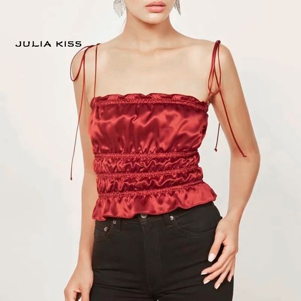 women satin smocked camis strap ties shoulder camis 210319, Black
women satin smocked camis strap ties shoulder camis 210319, Black