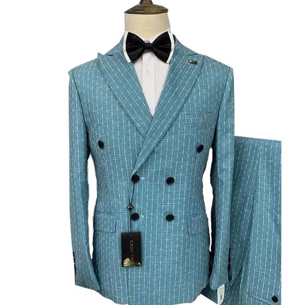 men's suits & blazers est suit striped blue double-breasted closure collar side split 2021 four seasons two-piece light luxury business, White;black
men's suits & blazers est suit striped blue double-breasted closure collar side split 2021 four seasons two-piece light luxury business, White;black