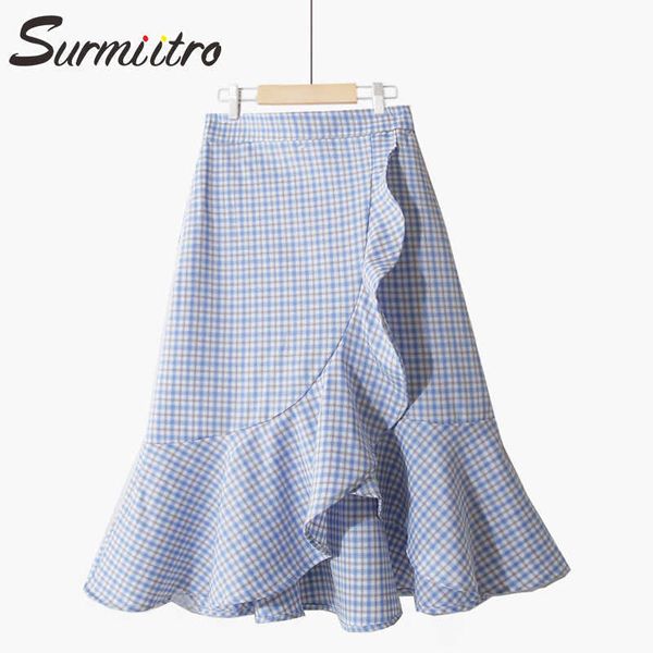 surmiitro spring summer midi plaid skirt women korean style blue ruffles high waist aesthetic knee length skirt female 210712, Black
surmiitro spring summer midi plaid skirt women korean style blue ruffles high waist aesthetic knee length skirt female 210712, Black
