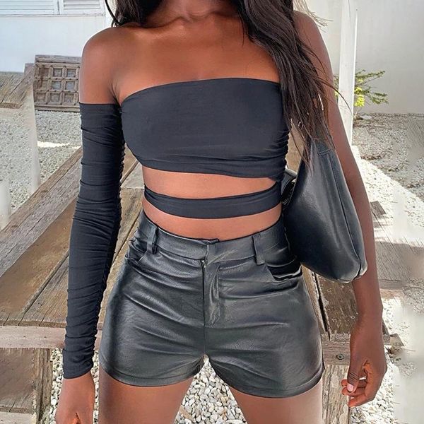 women's t-shirt women streetwear elastic short hollow out cropped slash neck tees one long sleeve female solid pull femme shirt, White
women's t-shirt women streetwear elastic short hollow out cropped slash neck tees one long sleeve female solid pull femme shirt, White