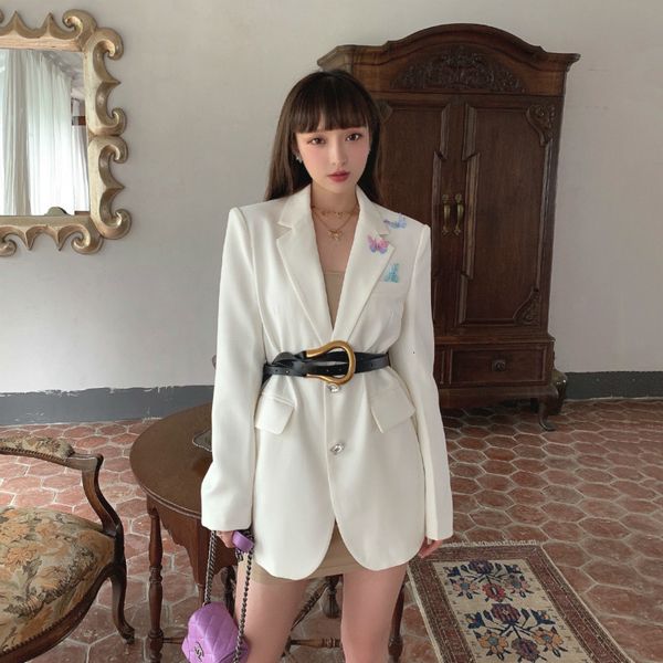 suits vintage single breasted women blazers fall sleeve female turn collar long white jacket outwear 5njj, White;black
suits vintage single breasted women blazers fall sleeve female turn collar long white jacket outwear 5njj, White;black