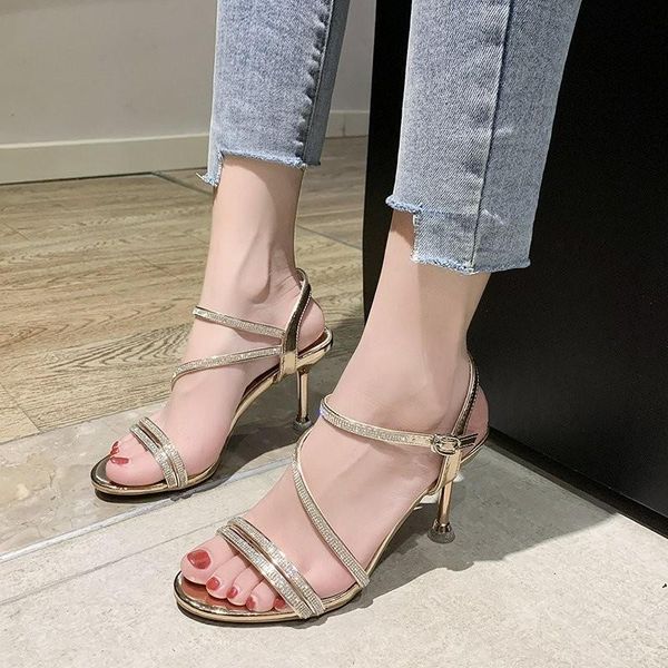 fairy style drill thin heel sandals women's net red one line with round head high shoes back empty summer versa, Black
fairy style drill thin heel sandals women's net red one line with round head high shoes back empty summer versa, Black