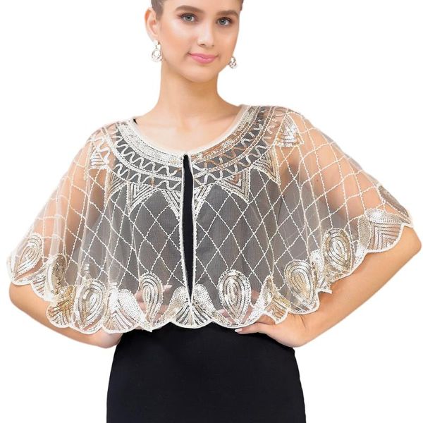 scarves 1920s shawl wraps sequin beaded evening cape bridal bolero flapper cover up see-through scalloped hem party, Blue;gray
scarves 1920s shawl wraps sequin beaded evening cape bridal bolero flapper cover up see-through scalloped hem party, Blue;gray