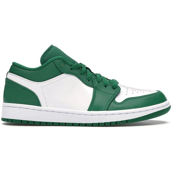 men women basketball shoes jumpman 1 1s low pine green sneakers original box