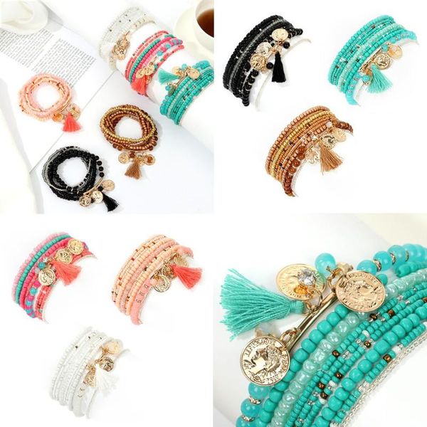 link, chain 9pcs/set fashion beaded bohemian women tassel pendant bangles multi-layer bracelet natural crystal stone, Black
link, chain 9pcs/set fashion beaded bohemian women tassel pendant bangles multi-layer bracelet natural crystal stone, Black
