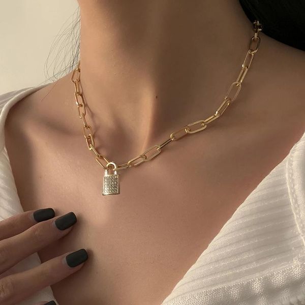 pendant necklaces shiny crystal lock necklace for women 2021 punk paperclip chain rock choker padlock gothic neck jewelry gifts, Silver
pendant necklaces shiny crystal lock necklace for women 2021 punk paperclip chain rock choker padlock gothic neck jewelry gifts, Silver