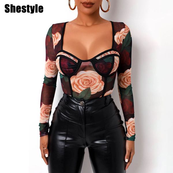 shestyle mesh see through bodysuits women wrap sqaure neck vintage rose floral printed black body long sleeve spring 2021ing, Black;white
shestyle mesh see through bodysuits women wrap sqaure neck vintage rose floral printed black body long sleeve spring 2021ing, Black;white