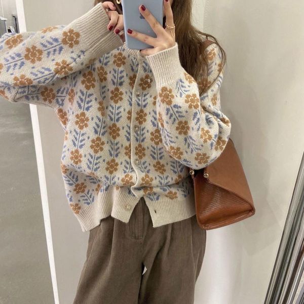 women's knits & tees vintage cardigan for women autumn coat korean fashion sweater long sleeve jacquard casual blouse, White
women's knits & tees vintage cardigan for women autumn coat korean fashion sweater long sleeve jacquard casual blouse, White