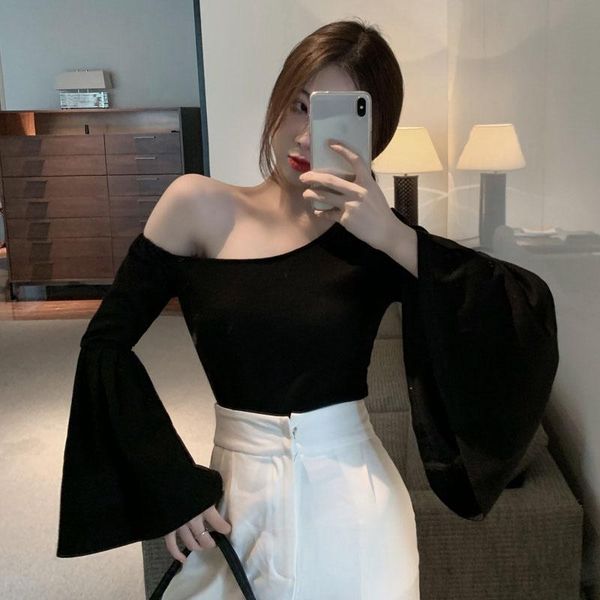 women's t-shirt skew collar off shoulder tees women korean ins spring autumn flare long sleeve slim t-shirts female fashion brand, White
women's t-shirt skew collar off shoulder tees women korean ins spring autumn flare long sleeve slim t-shirts female fashion brand, White