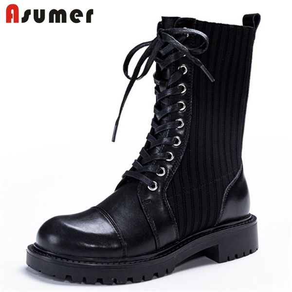 boots asumer 2021 arrive ankle women genuine leather +knitting stretch casual shoes lace up fashion cool autumn woman, Black
boots asumer 2021 arrive ankle women genuine leather +knitting stretch casual shoes lace up fashion cool autumn woman, Black