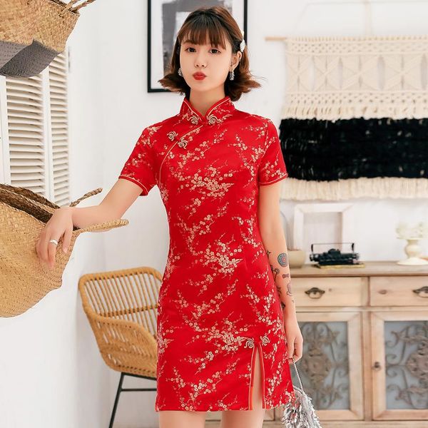 ethnic clothing mandarin collar short cheongsam vestidso female qipao red flower novelty satin evening party gown elegant chinese dress
ethnic clothing mandarin collar short cheongsam vestidso female qipao red flower novelty satin evening party gown elegant chinese dress