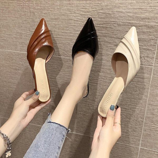 slippers 2021 summer korean style shallow pointed toe stiletto folds casual ladies woman shoes high heels sexy, Black
slippers 2021 summer korean style shallow pointed toe stiletto folds casual ladies woman shoes high heels sexy, Black