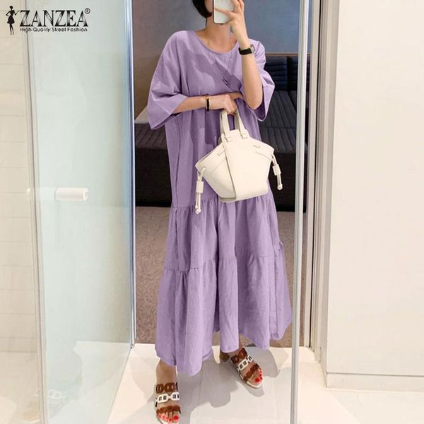 casual dresses stylish solid ruffle dress women's summer sundress zanzea 2021 short sleeve maxi vestidos female o neck robe oversized, Black;gray
casual dresses stylish solid ruffle dress women's summer sundress zanzea 2021 short sleeve maxi vestidos female o neck robe oversized, Black;gray