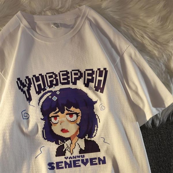 women's t-shirt retro trend cartoon mosaic anime short-sleeved ins wild summer american casual top, White
women's t-shirt retro trend cartoon mosaic anime short-sleeved ins wild summer american casual top, White