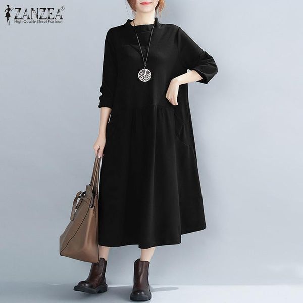 casual dresses vintage turtleneck long sleeve sundress 2021 zanzea autumn women mid-calf dress back zip solid vestidos kaftan robe femme, Black;gray
casual dresses vintage turtleneck long sleeve sundress 2021 zanzea autumn women mid-calf dress back zip solid vestidos kaftan robe femme, Black;gray