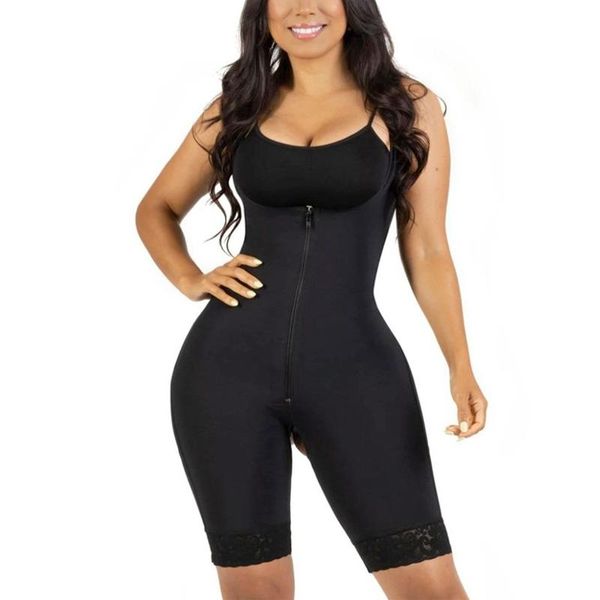women's shapers colombian tummy control mid thigh shapewear faja curvy wide hips small waist women, Black;white