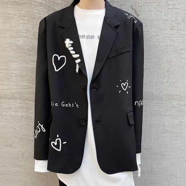 men's suits & blazers printed high-street korean fashion casual black blazer 2021 autumn winter single breasted coats for male, White;black
men's suits & blazers printed high-street korean fashion casual black blazer 2021 autumn winter single breasted coats for male, White;black