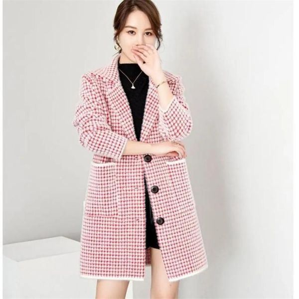 women's wool & blends autumn and winter woolen coat the 2021 fashion mid-length turndown collar cardigan plaid windbreaker outerwear, Black
women's wool & blends autumn and winter woolen coat the 2021 fashion mid-length turndown collar cardigan plaid windbreaker outerwear, Black