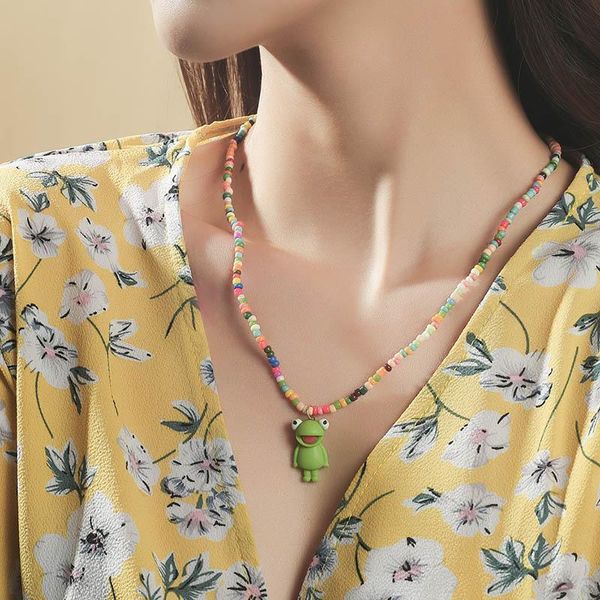 pendant necklaces bohemian fashion animal frog rice bead necklace, simple and lovely european american handmade resin jewelry, Silver
pendant necklaces bohemian fashion animal frog rice bead necklace, simple and lovely european american handmade resin jewelry, Silver