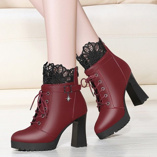 boots sheepskin leather lace up ankle for woman square heels platform vintage women shoes short booties m0211 68ve, Black
boots sheepskin leather lace up ankle for woman square heels platform vintage women shoes short booties m0211 68ve, Black