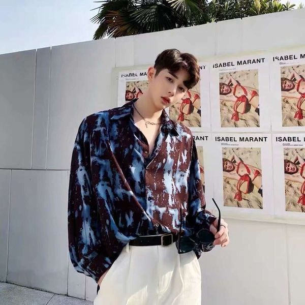 men's casual shirts shirtspring and autumn tie dye hainanfeng loose shirt for men a2nn, White;black 
men's casual shirts shirtspring and autumn tie dye hainanfeng loose shirt for men a2nn, White;black