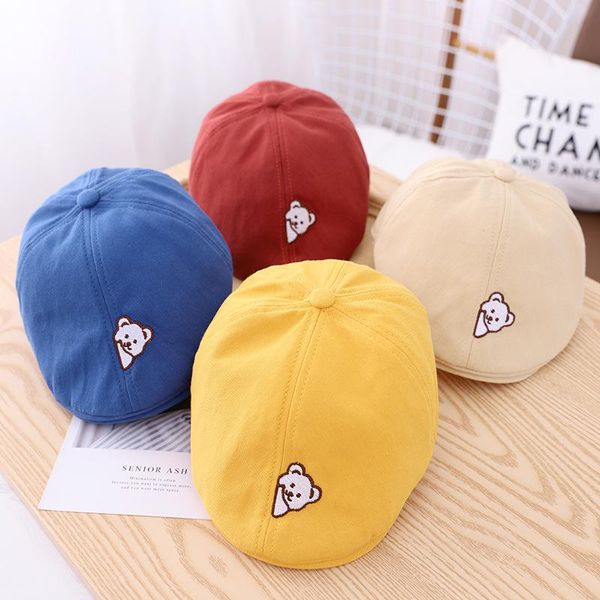 berets cartoon embroidery children's forward hat men and women baby all-match painter spring autumn beret, Blue;gray
berets cartoon embroidery children's forward hat men and women baby all-match painter spring autumn beret, Blue;gray