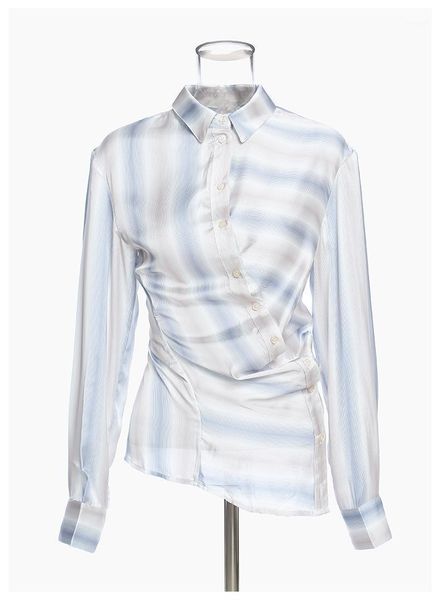 latest irregular blouse women blue stripe shirt office lady long sleeve for autumn clothes women's blouses & shirts, White
latest irregular blouse women blue stripe shirt office lady long sleeve for autumn clothes women's blouses & shirts, White