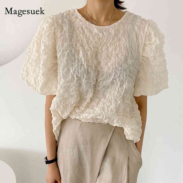 summer short sleeve pleated shirt women korean o neck puff blouse fashion loose casual blusas mujer 13752 210518, White
summer short sleeve pleated shirt women korean o neck puff blouse fashion loose casual blusas mujer 13752 210518, White