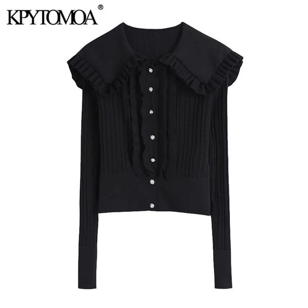 kpytomoa women fashion rhinestone buttons ruffled knitted cardigan sweater vintage long sleeve female outerwear chic 210323, White
kpytomoa women fashion rhinestone buttons ruffled knitted cardigan sweater vintage long sleeve female outerwear chic 210323, White
