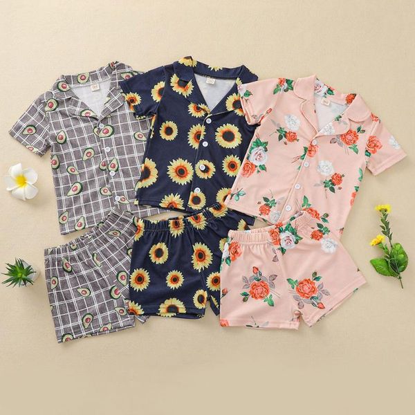 kids pajamas set short sleeve sleepwear printed lapel cardigan shorts for toddlers grey 130cm 2pcs clothing sets, White 
kids pajamas set short sleeve sleepwear printed lapel cardigan shorts for toddlers grey 130cm 2pcs clothing sets, White