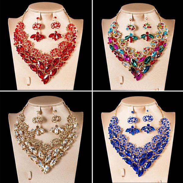 earrings & necklace chunky african crystal women wedding jewelry sets for bride party statement earring costumes accessories bib collar, Silver
earrings & necklace chunky african crystal women wedding jewelry sets for bride party statement earring costumes accessories bib collar, Silver