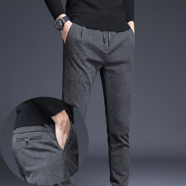 men's pants fashion brand simple men casual straight business man cotton elastic waist drawstring jogger gray work trousers, Black
men's pants fashion brand simple men casual straight business man cotton elastic waist drawstring jogger gray work trousers, Black