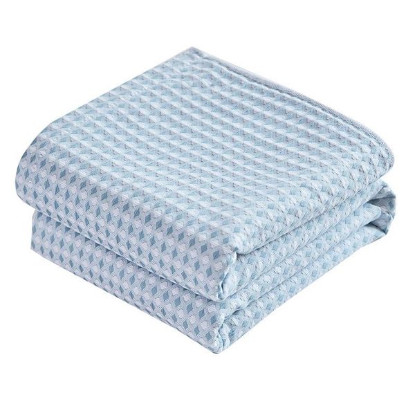 blankets waffle plaid blanket for sofa bed cotton knitted thread on office nap throw towel soft blue gray