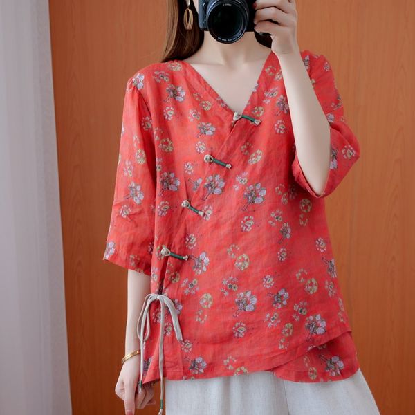 traditional chinese style clothing women vintage cheongsam fashion retro print qipao shirts oriental hanfu t-shirt 12144, Red
traditional chinese style clothing women vintage cheongsam fashion retro print qipao shirts oriental hanfu t-shirt 12144, Red