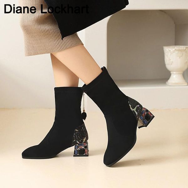 boots women autumn winter flock ankle slip-on square toe 5cm heel totem casual high heels all match black booties
boots women autumn winter flock ankle slip-on square toe 5cm heel totem casual high heels all match black booties