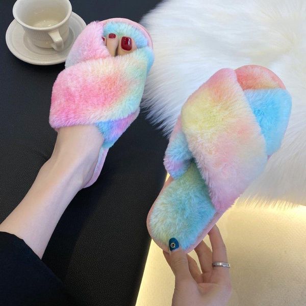 women homeslippers winter faux fur fashion warm comfortable shoes woman slip on flats female slides mixed colors indoor slippers, Black
women homeslippers winter faux fur fashion warm comfortable shoes woman slip on flats female slides mixed colors indoor slippers, Black