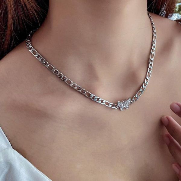 chains vintage rhinestone butterfly choker necklace figaro chain ncklace punk collar statement fashion women jewelry, Silver
chains vintage rhinestone butterfly choker necklace figaro chain ncklace punk collar statement fashion women jewelry, Silver