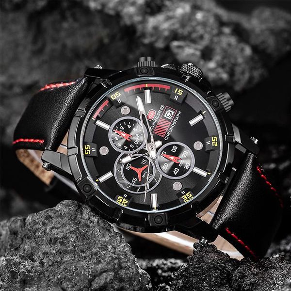 men watch quartz chronograph leather strap waterproof date luminous multifunctional movement for man clock wristwatches, Slivery;brown
men watch quartz chronograph leather strap waterproof date luminous multifunctional movement for man clock wristwatches, Slivery;brown