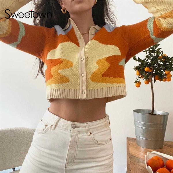 sweetown vintage painting knitted aesthetic cardigan sweater women turn down collar long sleeve 90s knitwear fashion y2k clothes, Black;white
sweetown vintage painting knitted aesthetic cardigan sweater women turn down collar long sleeve 90s knitwear fashion y2k clothes, Black;white
