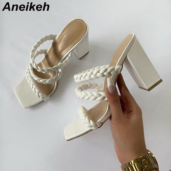 sandals aneikeh 35-42 summer fashion pu knitting square head solid color thick heel high sandalias slippers zapatos mujer, Black
sandals aneikeh 35-42 summer fashion pu knitting square head solid color thick heel high sandalias slippers zapatos mujer, Black