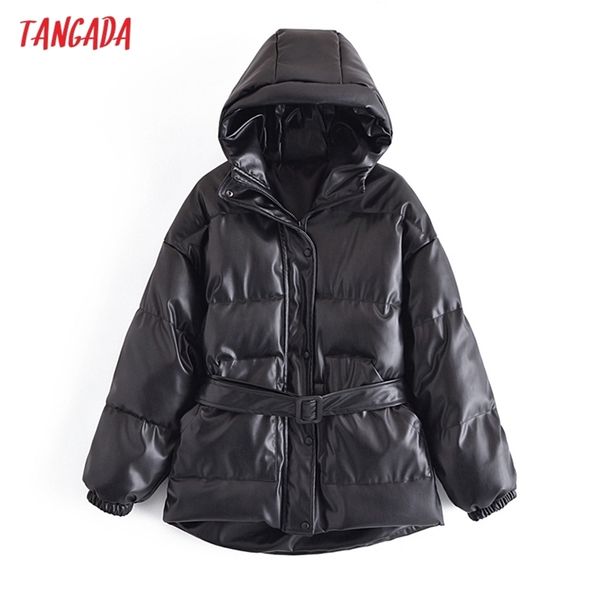 tangada women black faux leather parkas with belt thick winter zipper pockets female warm elegant coat qn215 211216
tangada women black faux leather parkas with belt thick winter zipper pockets female warm elegant coat qn215 211216