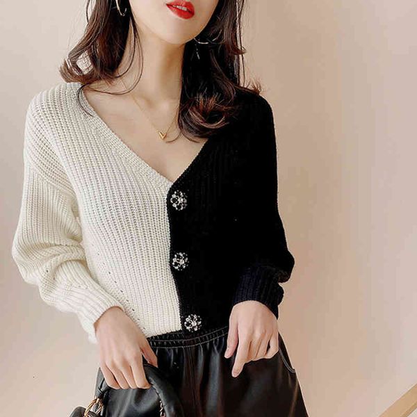 knits patchwork crop women spring neck beaded buttons cropped cardigan ladies short knit sweater jacket, White 
knits patchwork crop women spring neck beaded buttons cropped cardigan ladies short knit sweater jacket, White