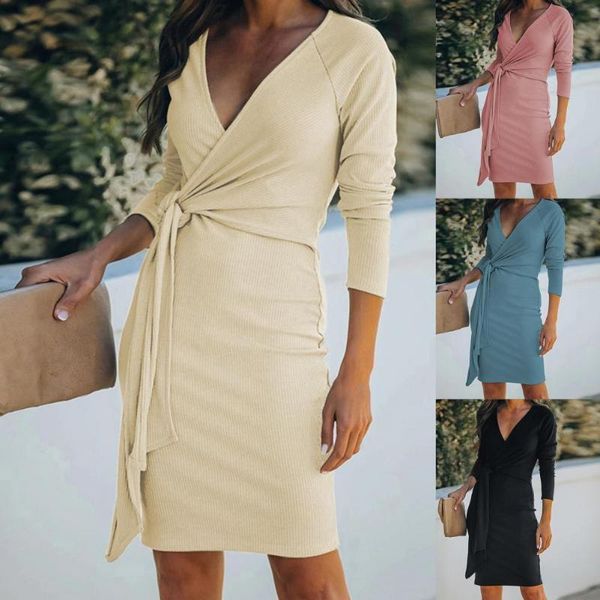 casual dresses women's dress 2021 spring autumn ribbing deep v neck solid color long sleeve elegant lace-up streetwear, Black;gray
casual dresses women's dress 2021 spring autumn ribbing deep v neck solid color long sleeve elegant lace-up streetwear, Black;gray